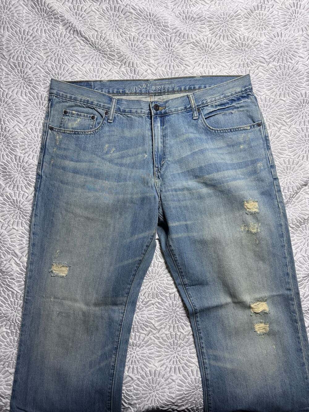 Old Navy Boot Cut Distressed Light Wash Jeans Size 38x32